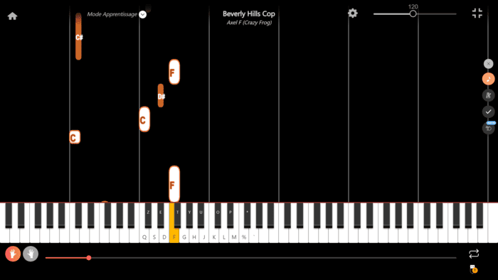 axel f piano noten buchstaben linke Hand