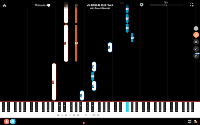 au bout de mes reves jean-jacques goldman klavier