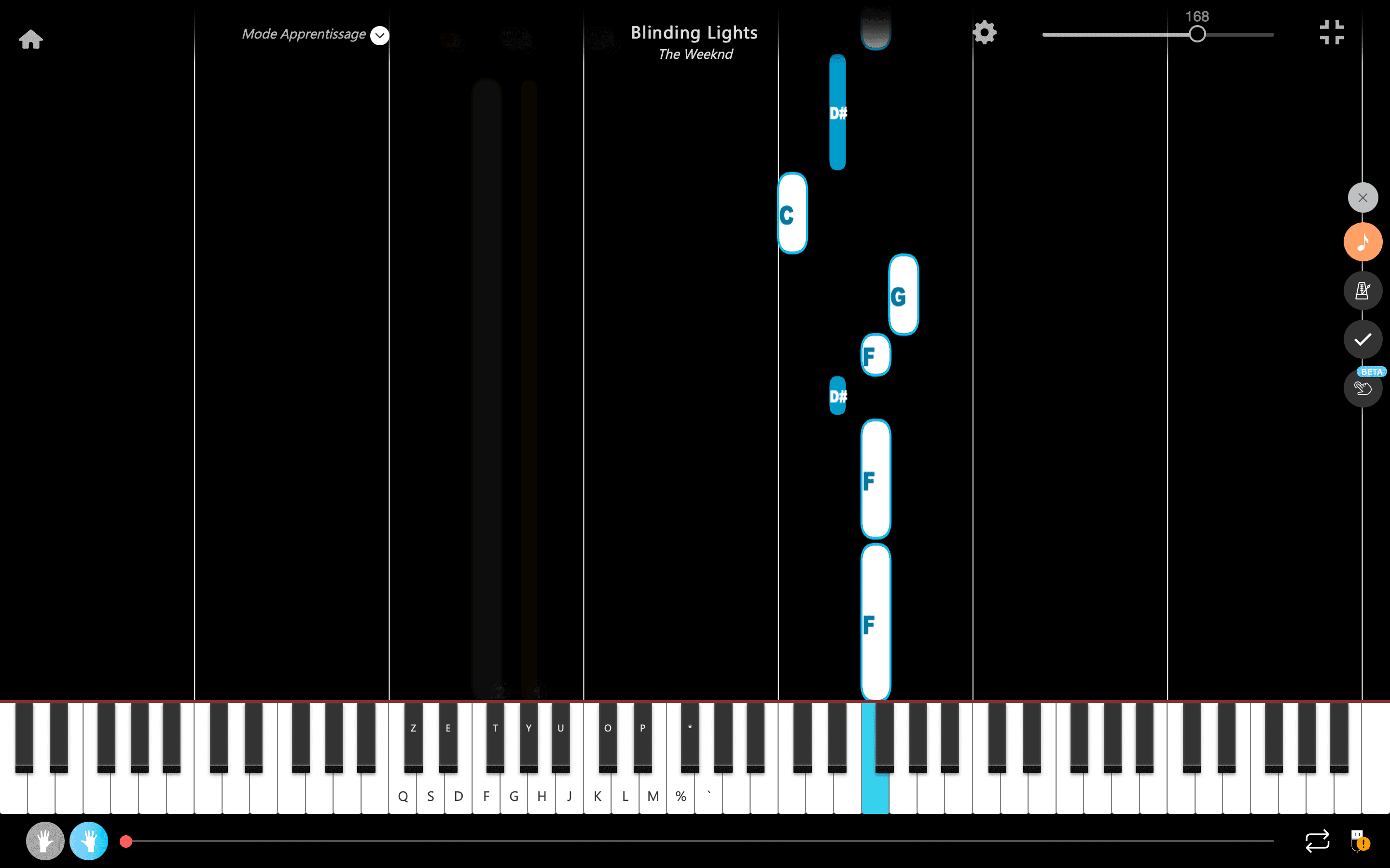 blinding lights piano noten buchstaben rechte Hand