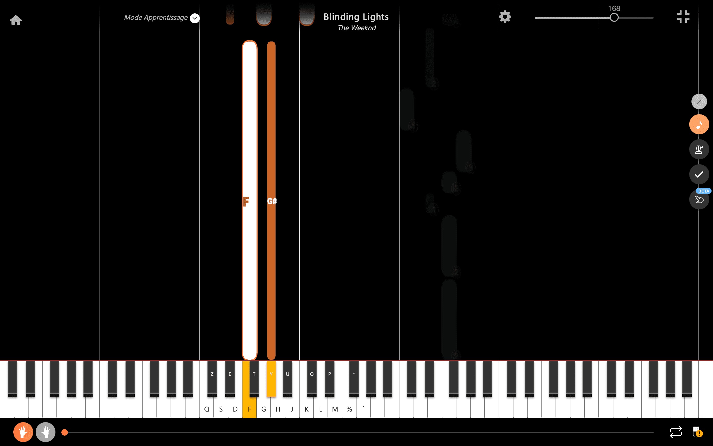 blinding lights piano noten buchstaben linke Hand