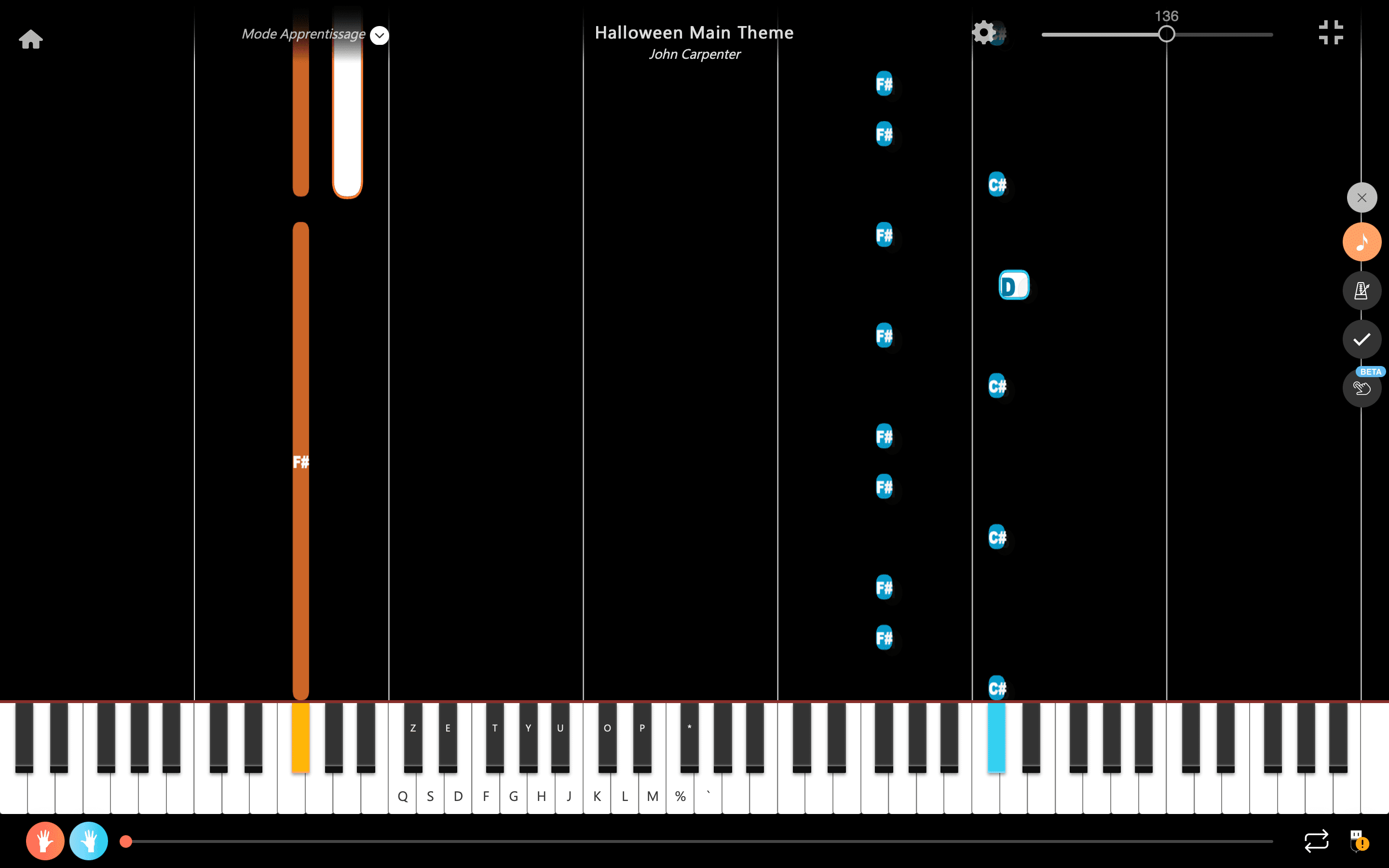 halloween main theme notes piano deux mains