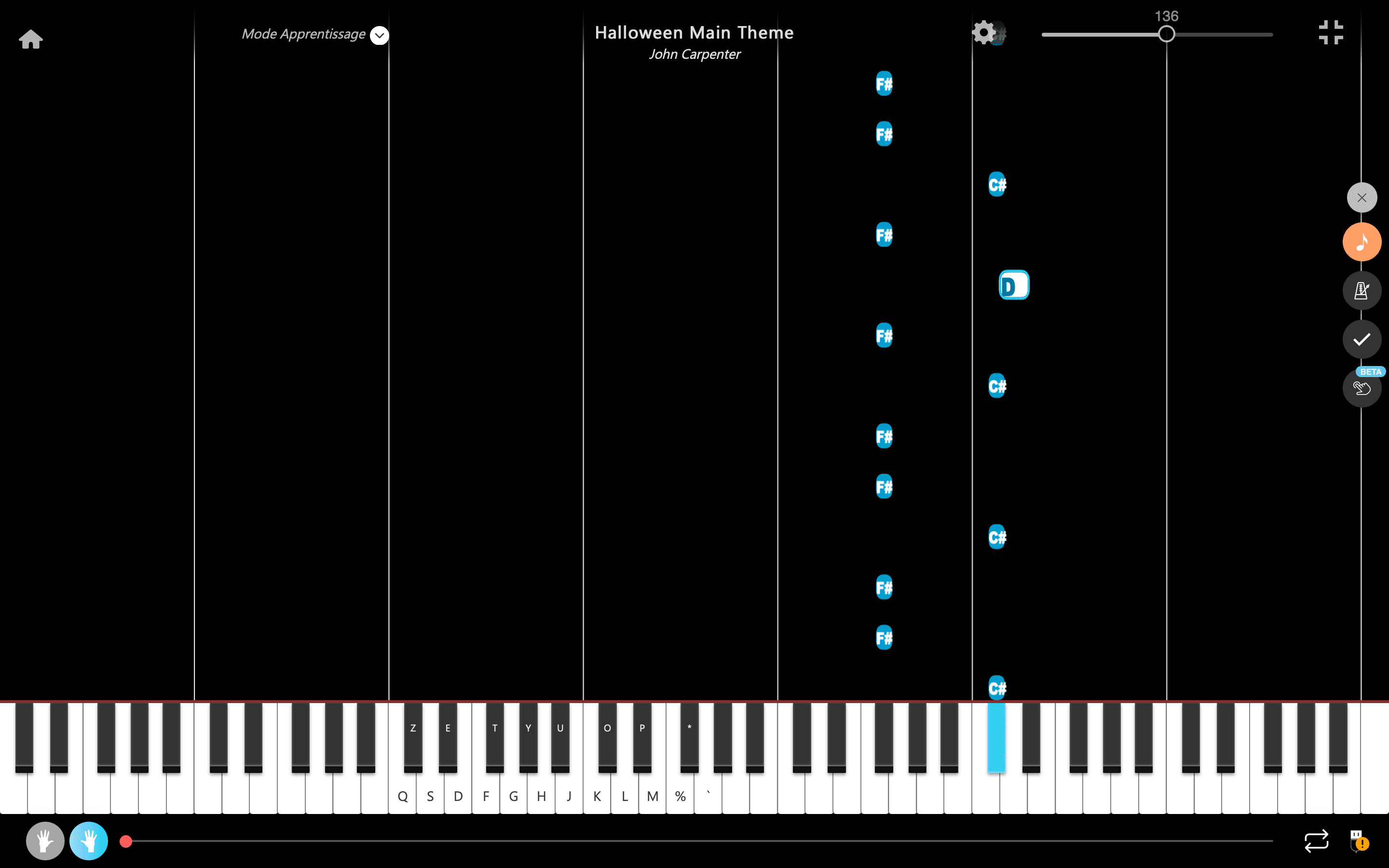 halloween main theme notes piano main droite