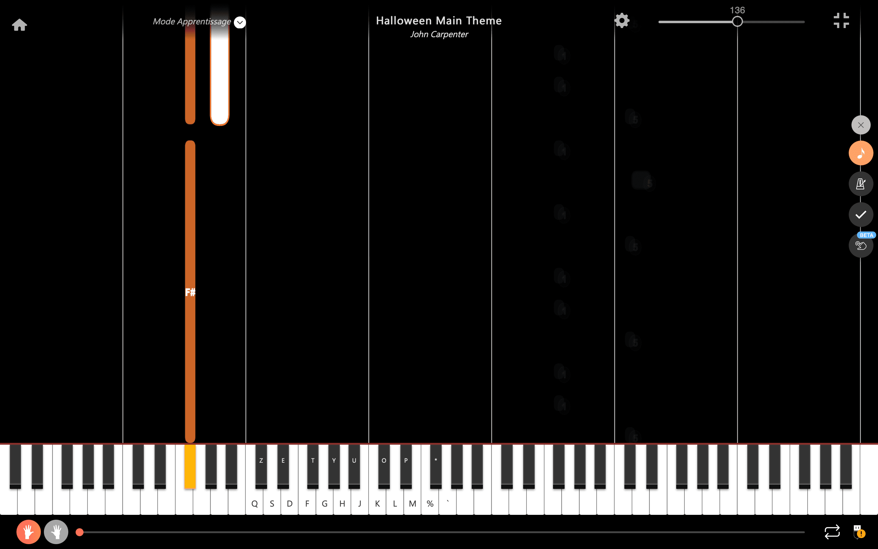 halloween main theme notes piano main gauche