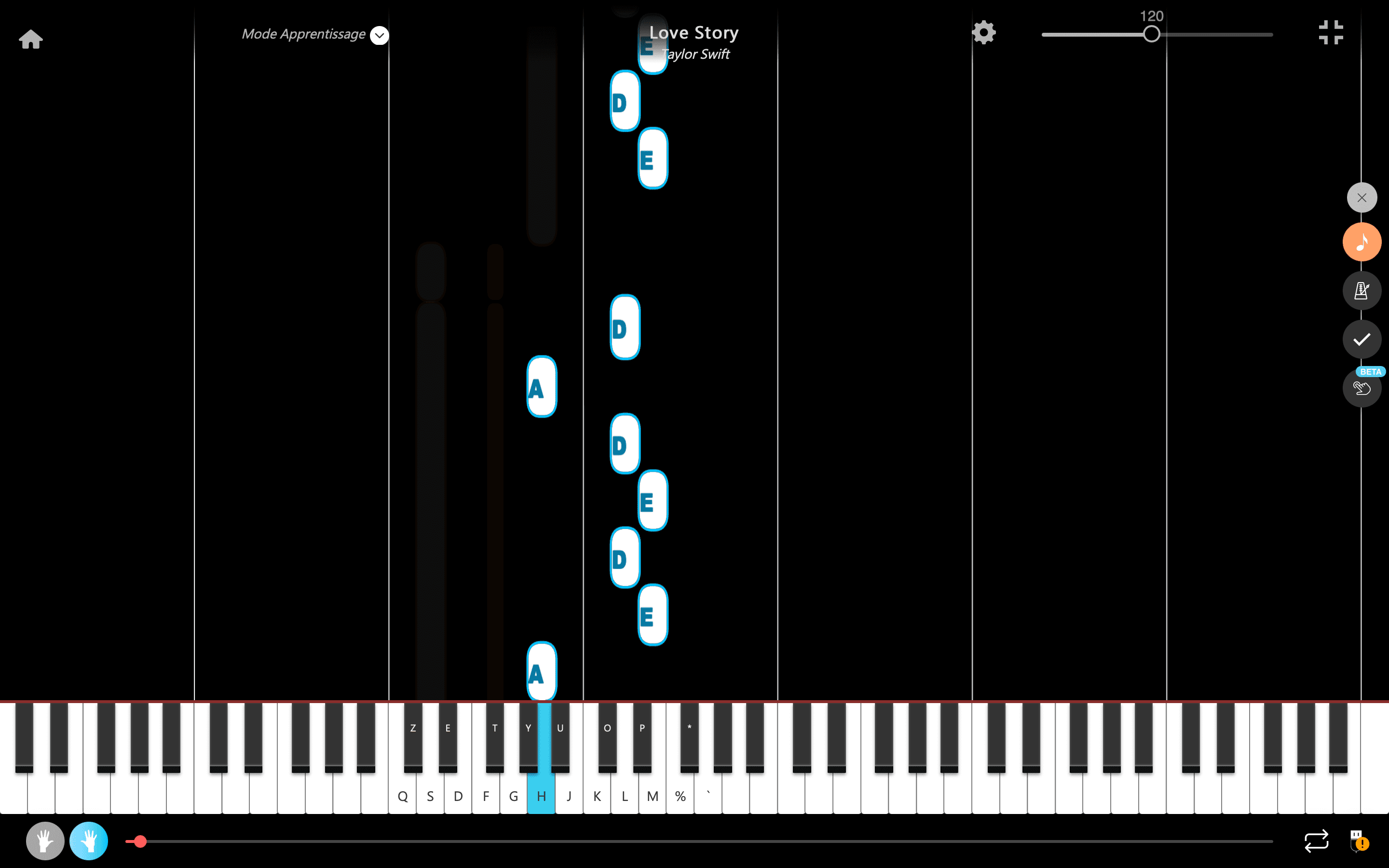 love story notes piano main droite