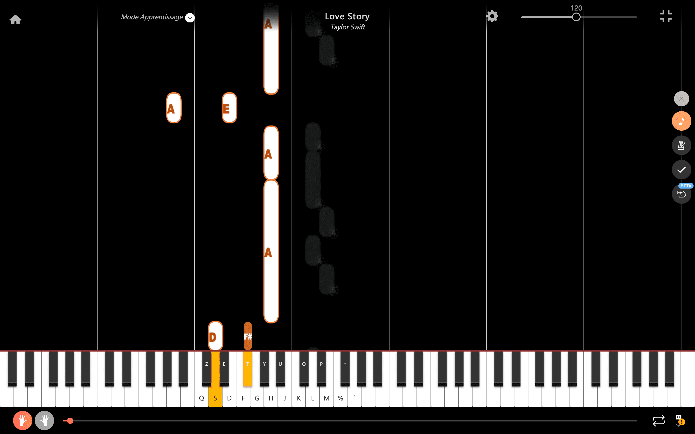 love story notes piano main gauche