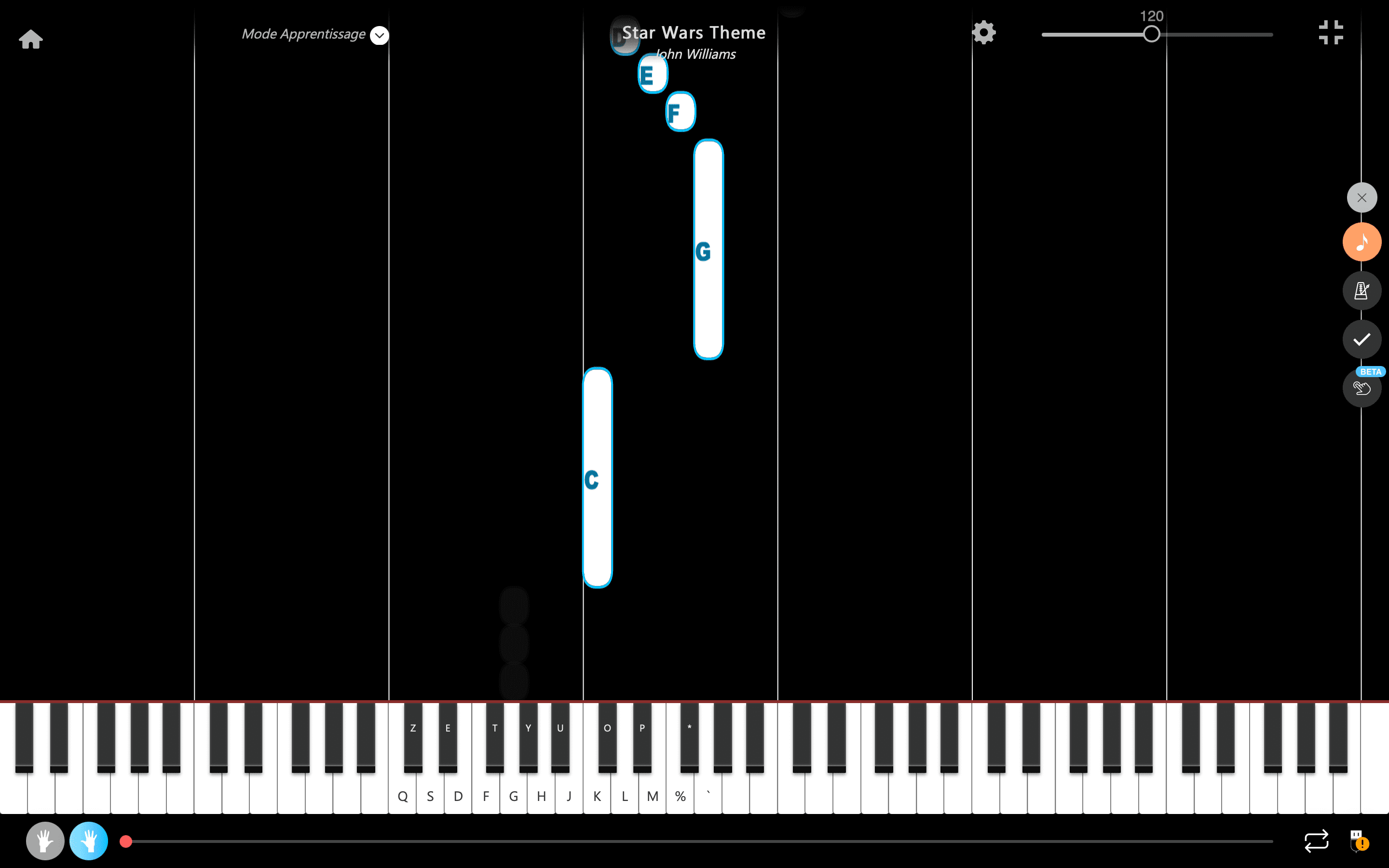 star wars theme notas piano mão direita