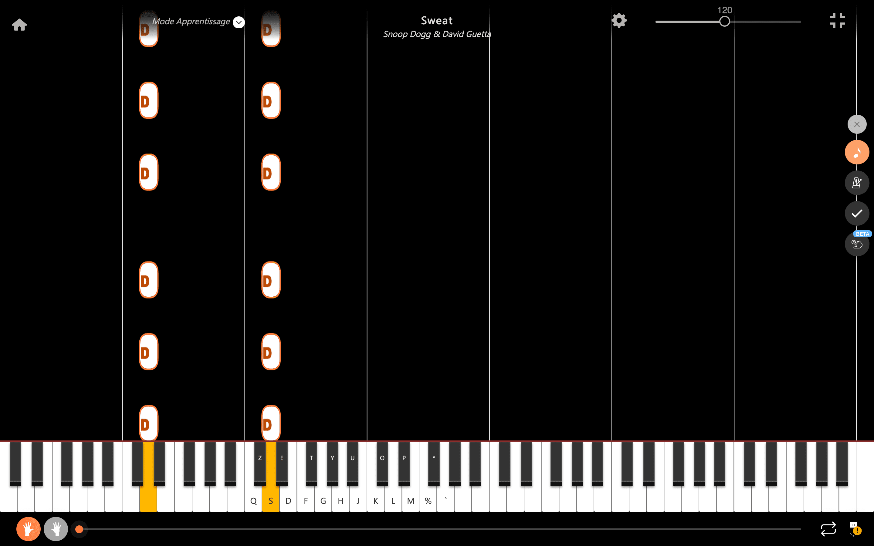 sweat notes piano main gauche