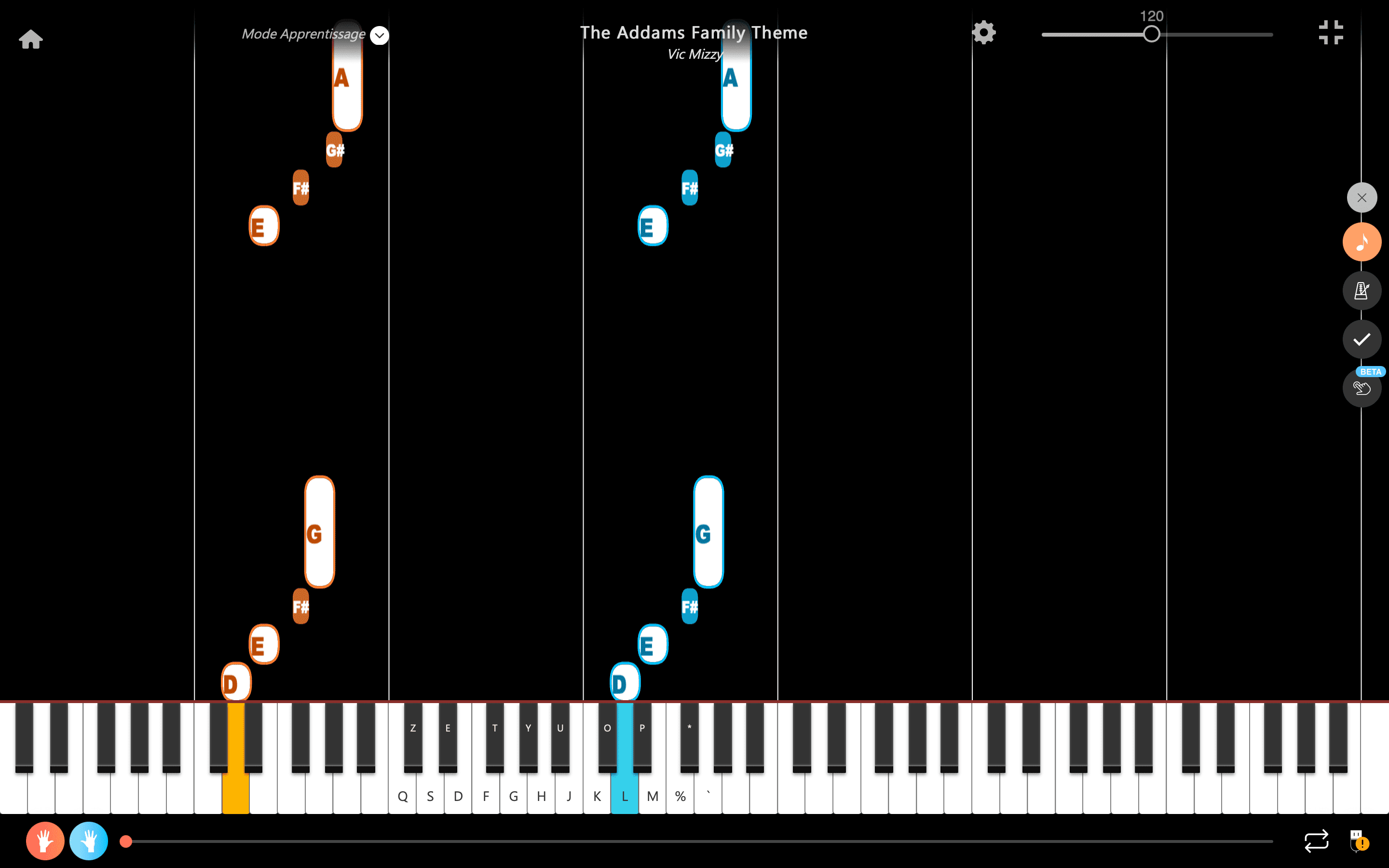 the addams family theme pianoforte note due mani