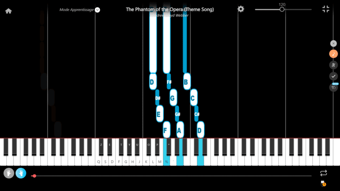 the phantom of the opera piano noten buchstaben rechte Hand