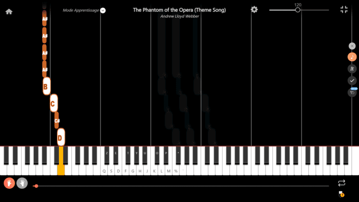 the phantom of the opera piano noten buchstaben linke Hand
