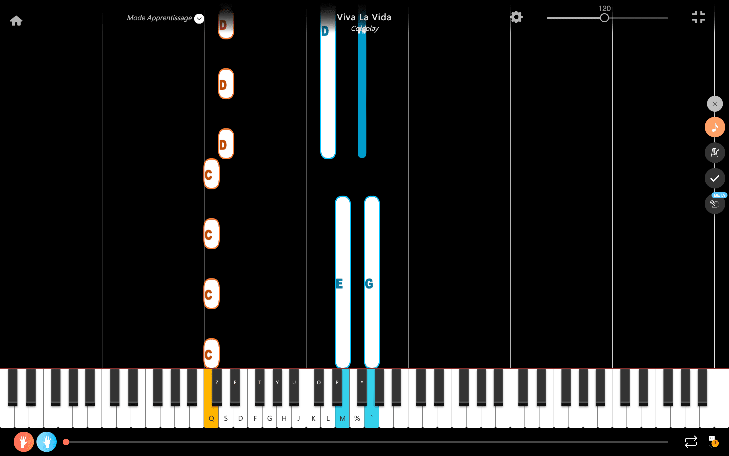viva la vida piano notas dos manos