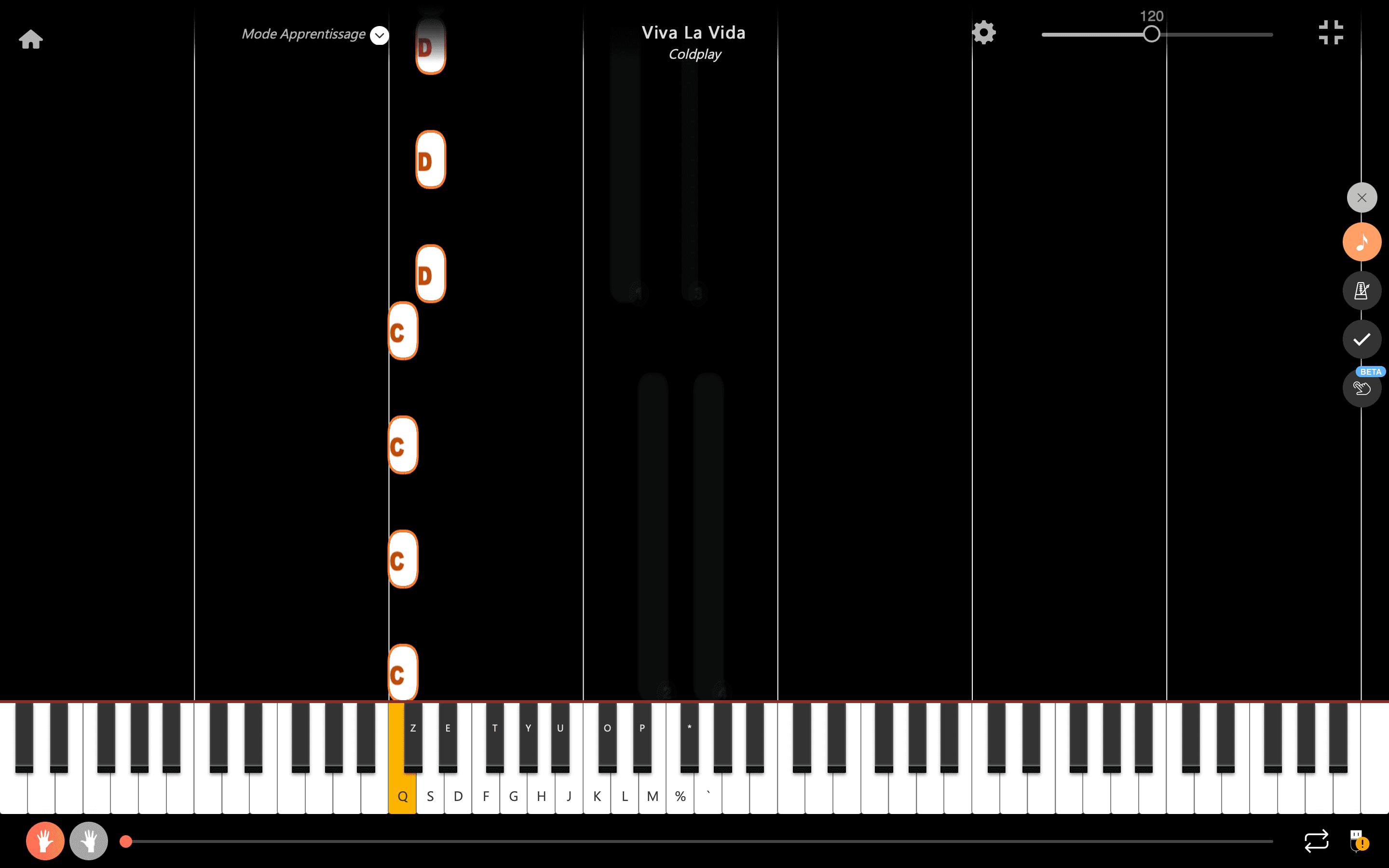viva la vida piano notas mano izquierda