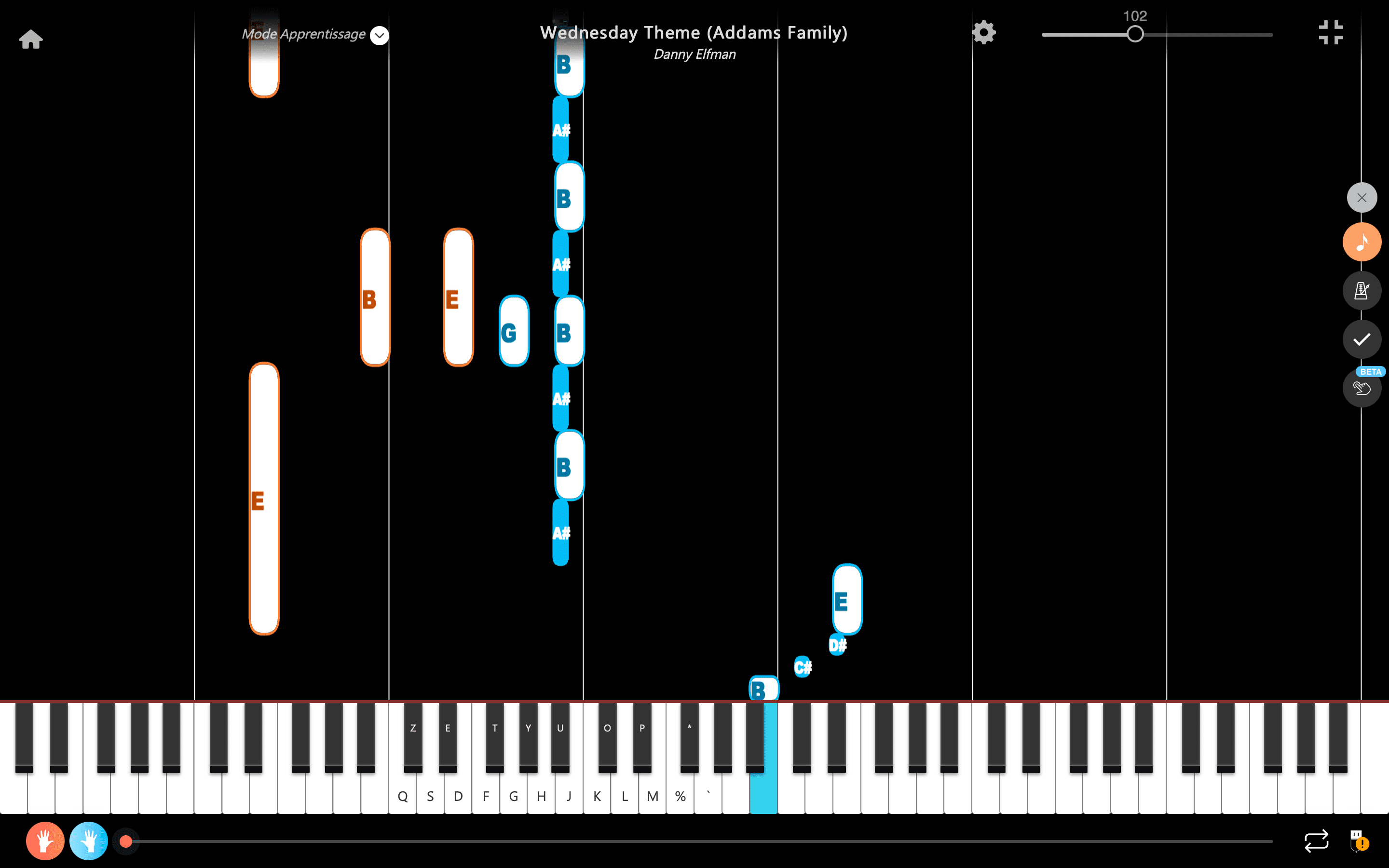 wednesday theme piano notas dos manos