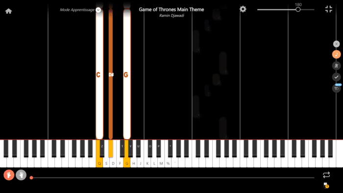 game of thrones piano notas mano izquierda
