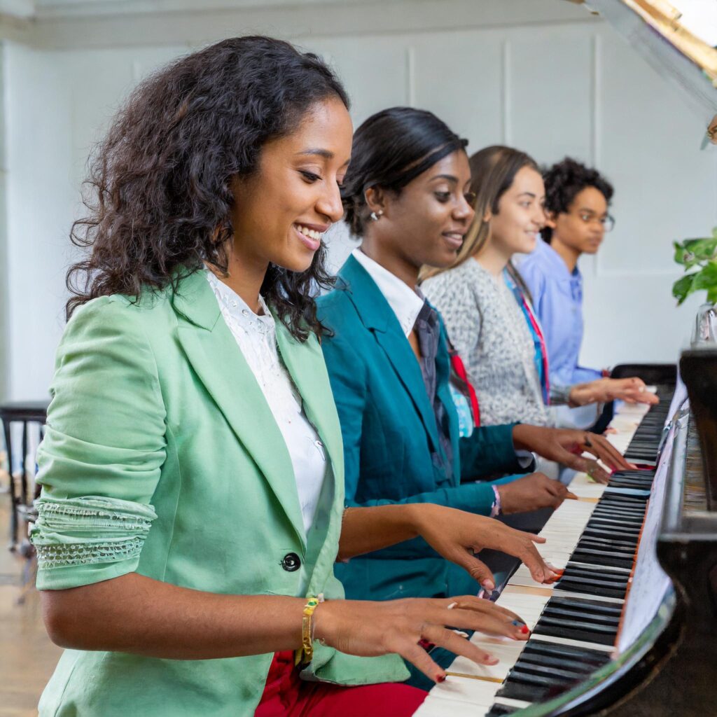Molti pianisti scelgono di esercitarsi con più di una persona.