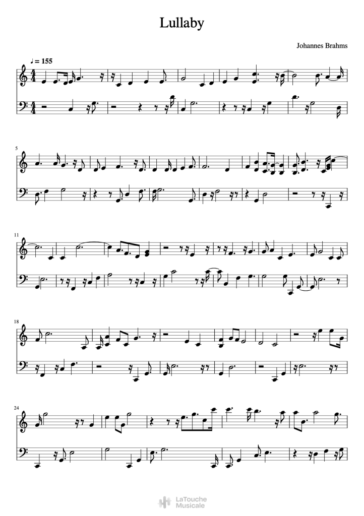 pianoconvert lullaby johannes brahms