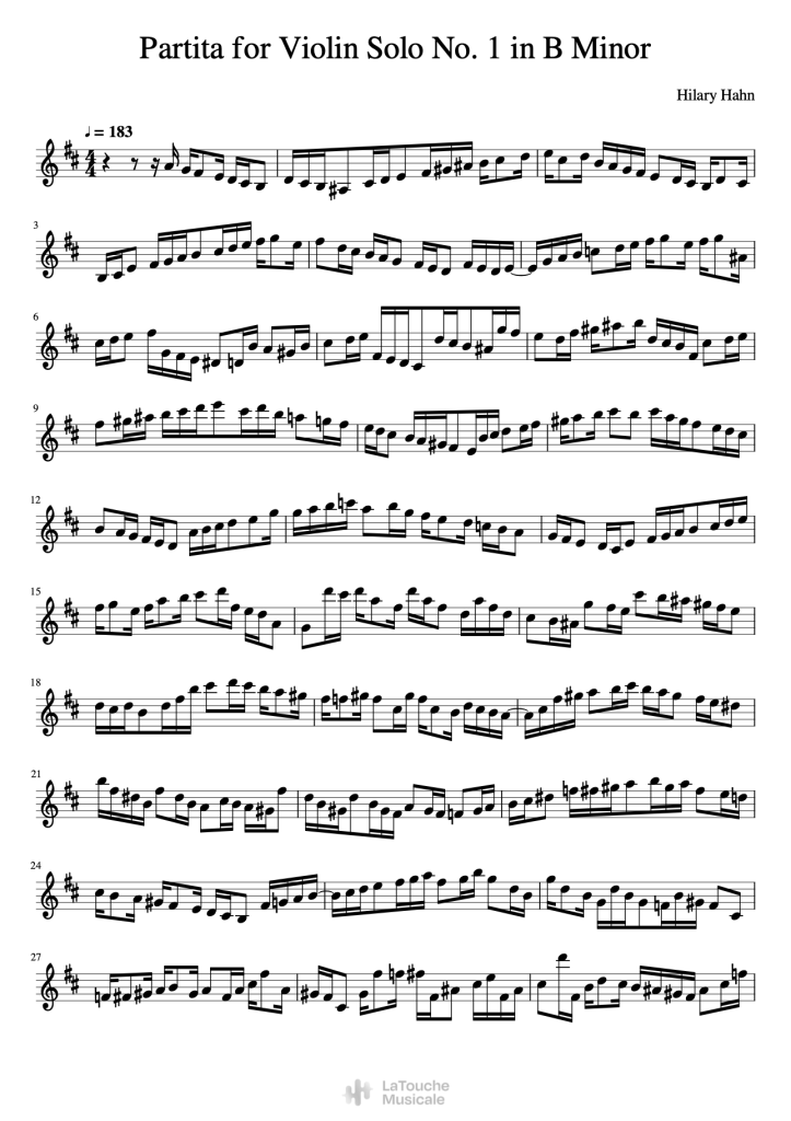 violinconvert partita for violin solo no. 1 in b minor hilary hahn