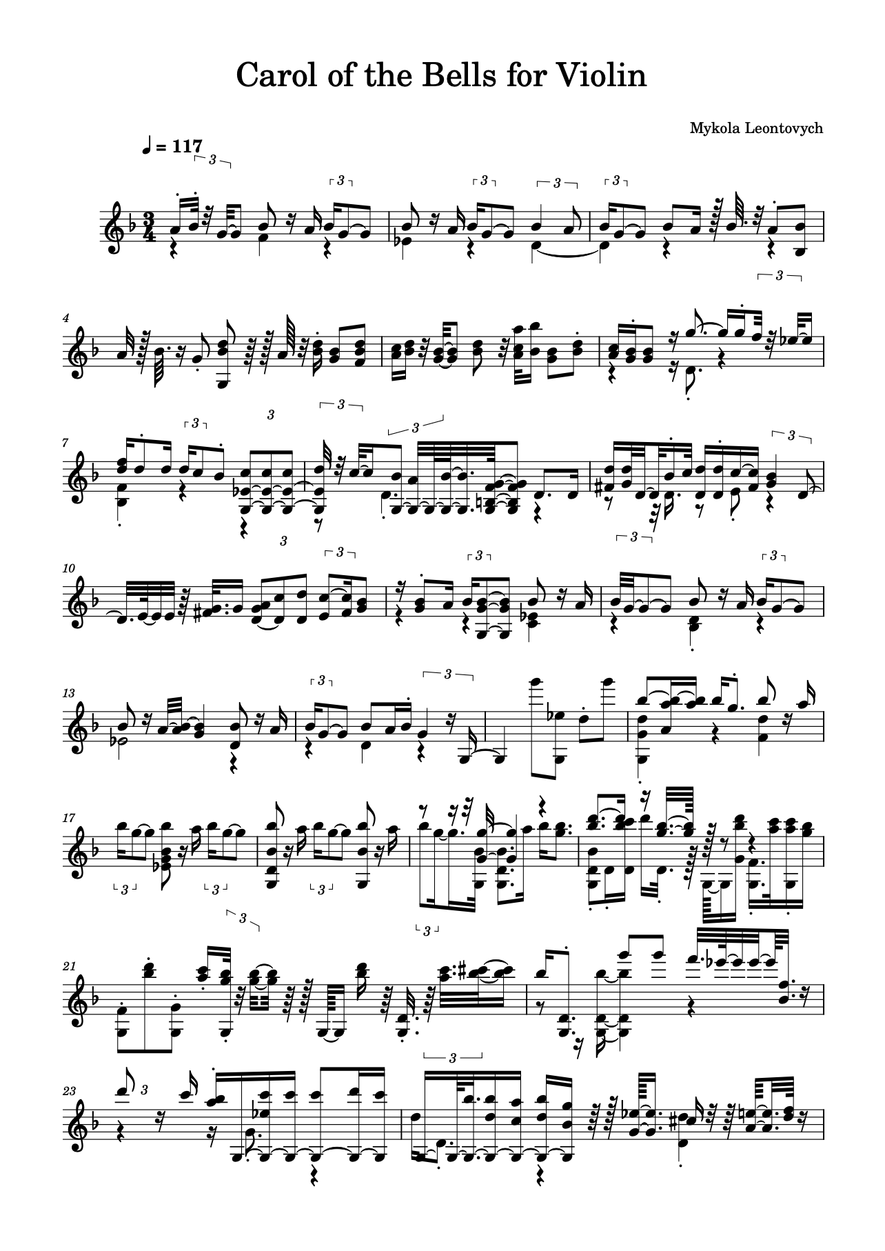 carol of the bells spartito violino