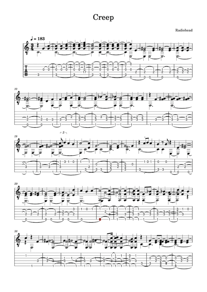 creep tablature guitare