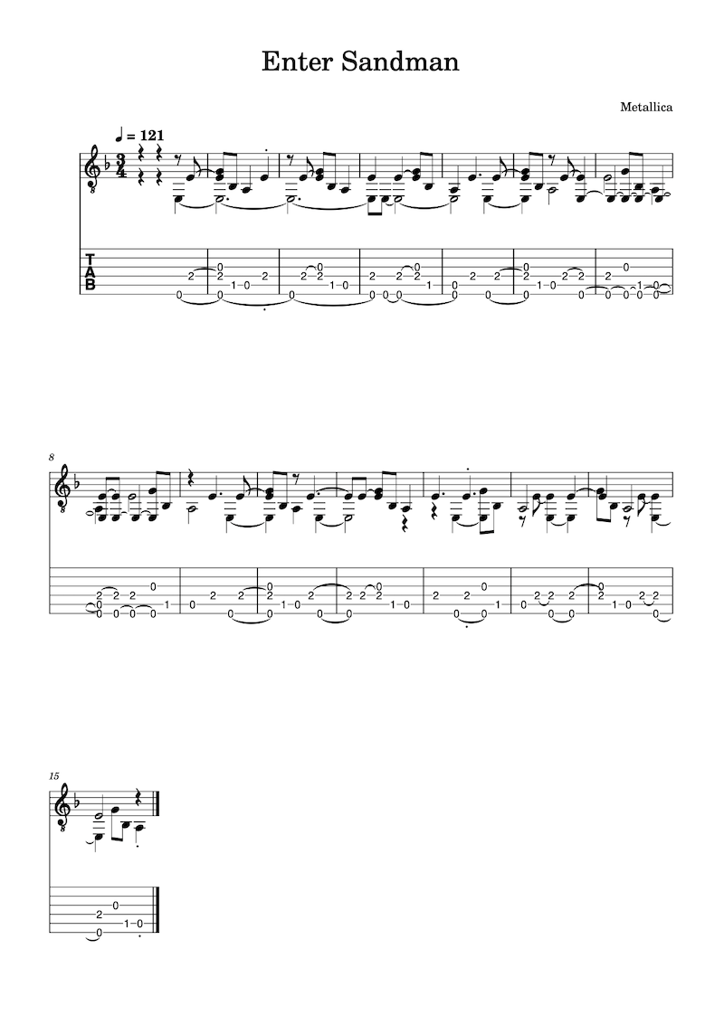 enter sandman guitar tabs