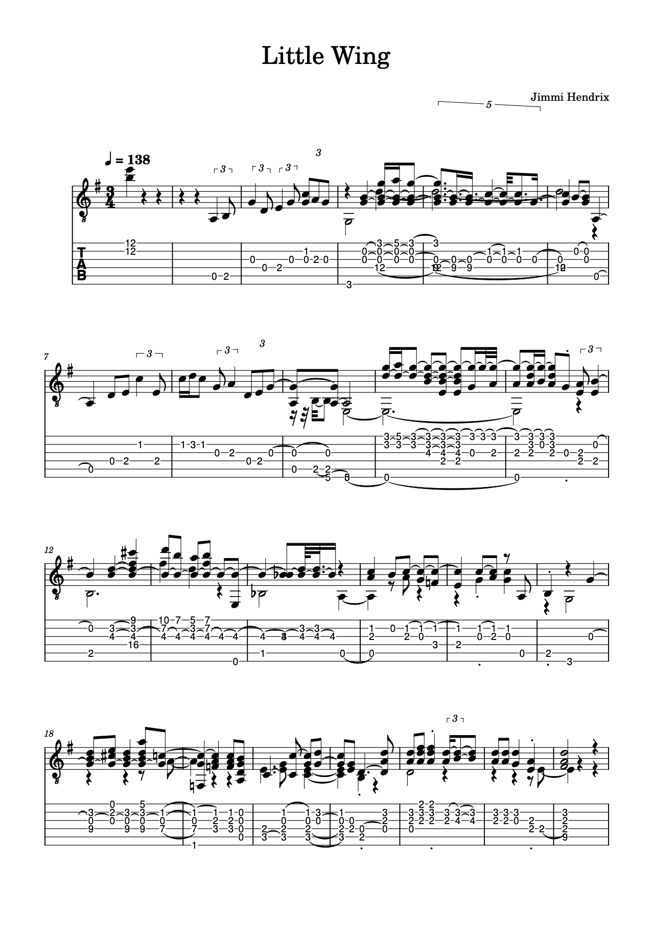 little wing guitar tabs