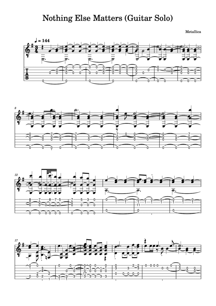 nothing else matters guitar tabs