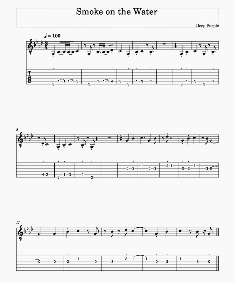 smoke on the water guitar tabs