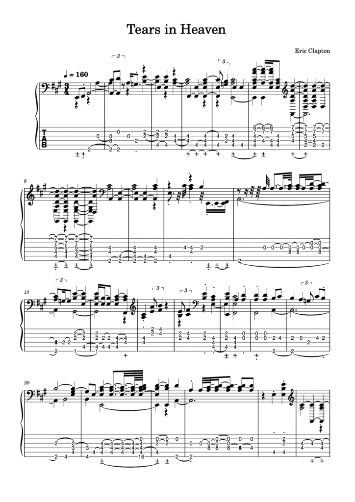 tears in heaven tablatura chitarra