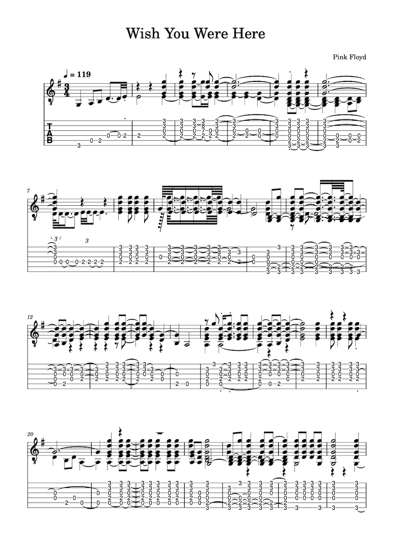 wish you were here guitar tabs