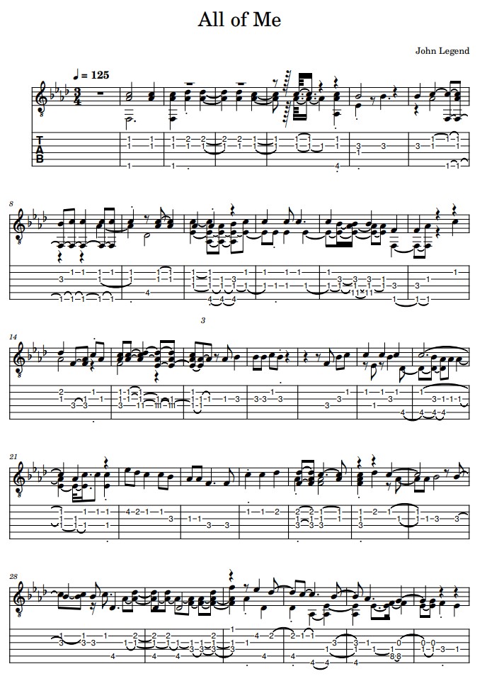 All of me tabs guitar