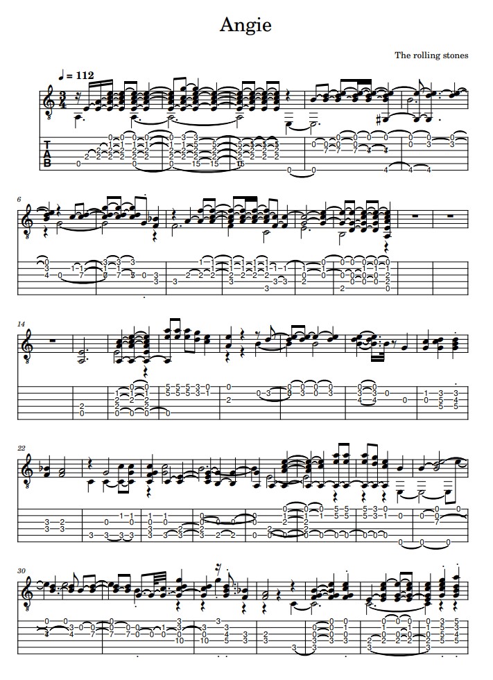 Angie tabs guitar