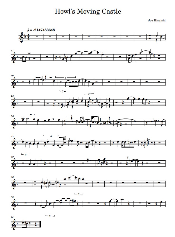 Howl's Moving Castle spartito violon