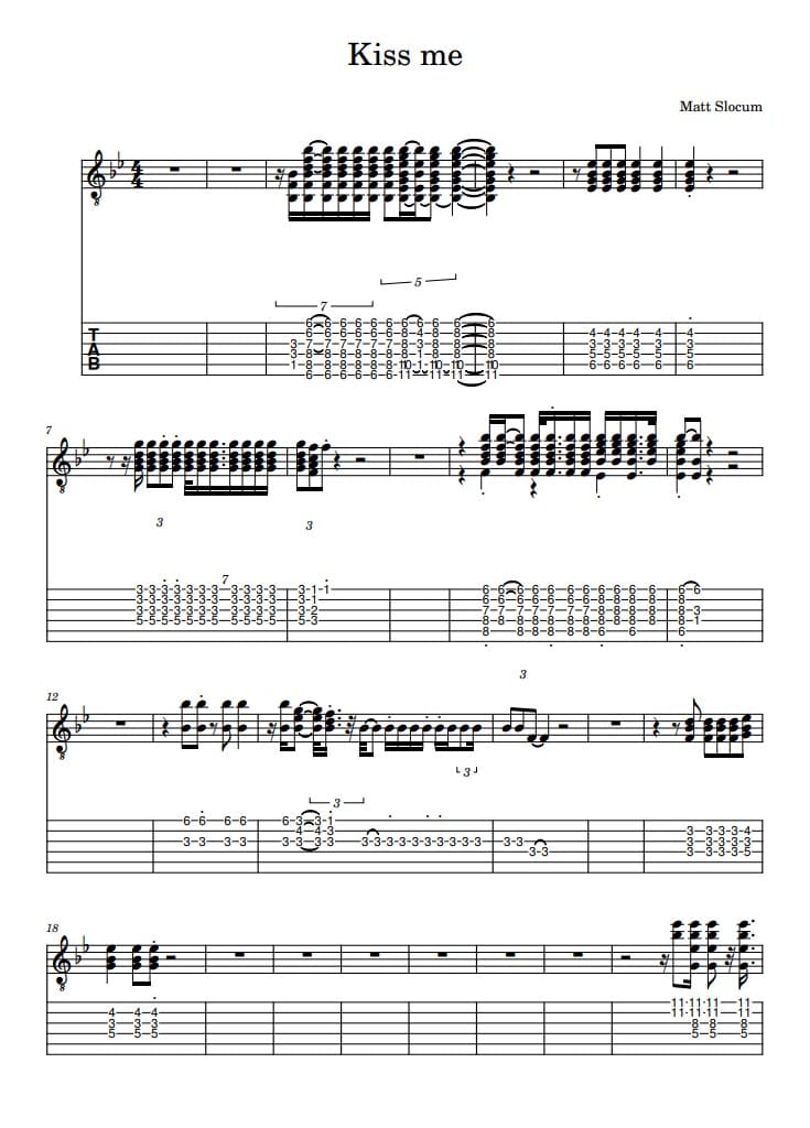 kiss me tabs guitar