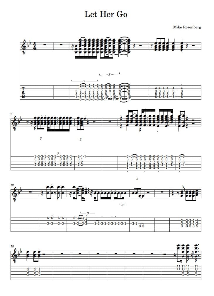 Let her go tabs guitar