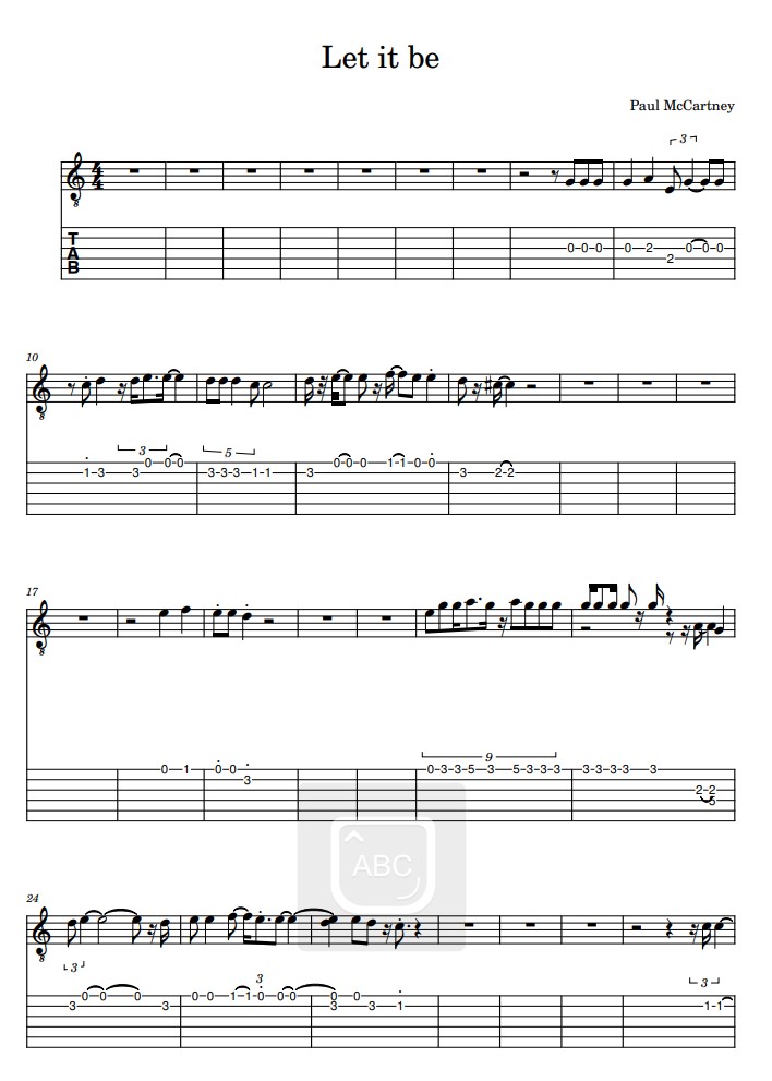 Let it be tabs guitar
