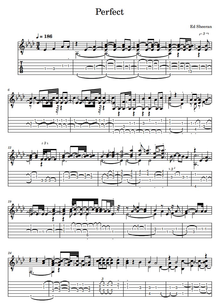 Perfect tabs guitar