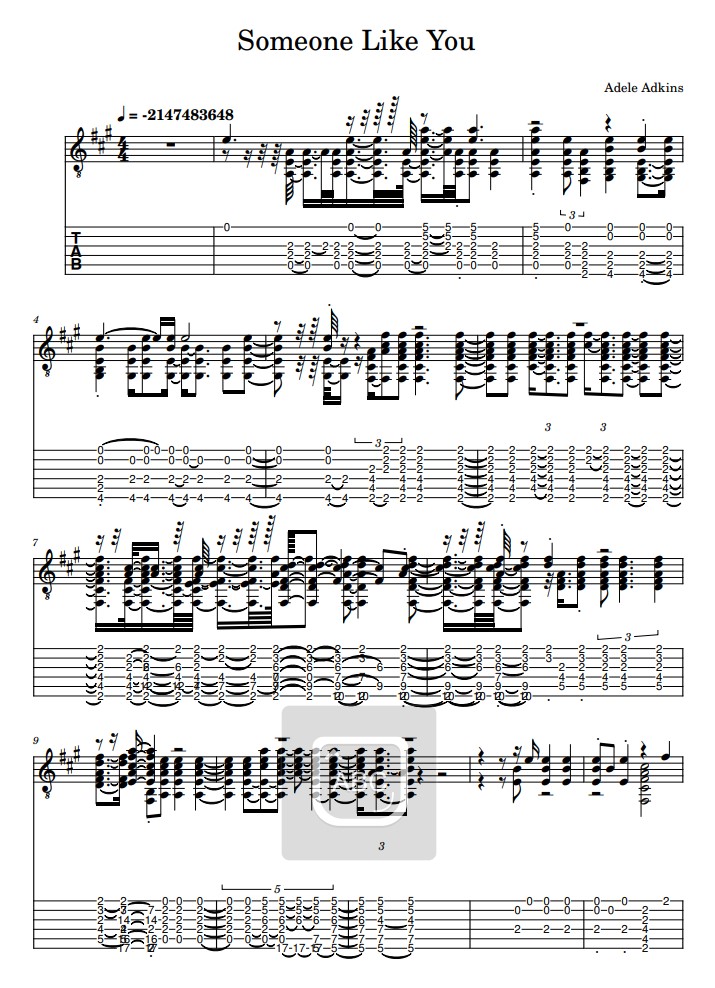 Someone like you tabs guitar