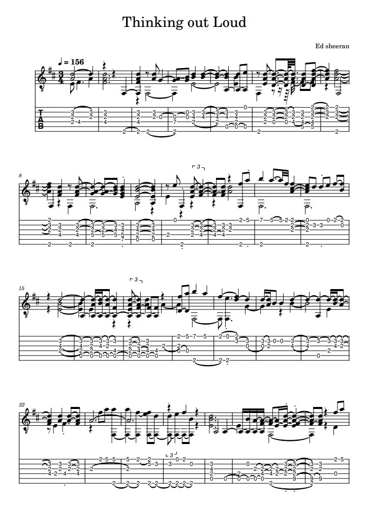 thinking out loud tabs guitar