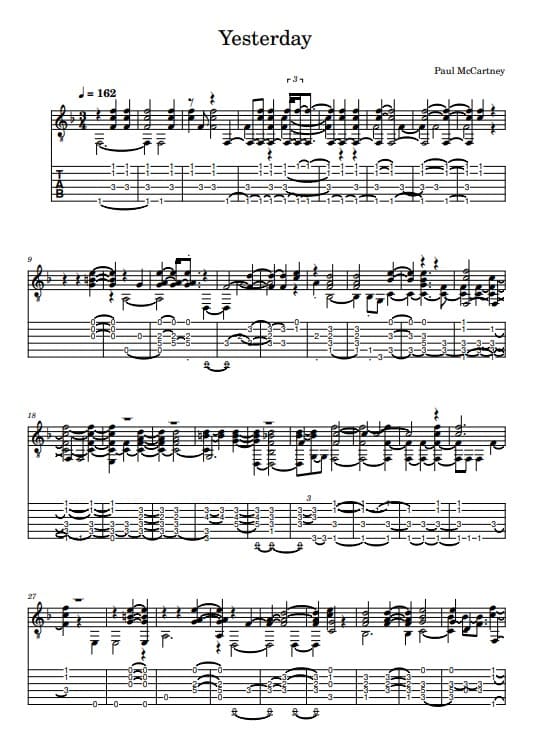 yesterday guitar tabs