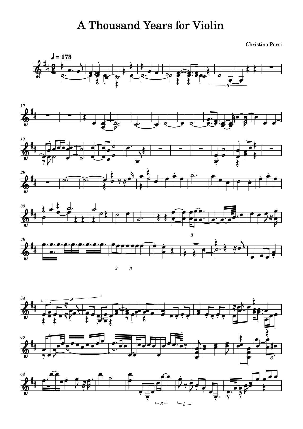 a thousand years spartito violino
