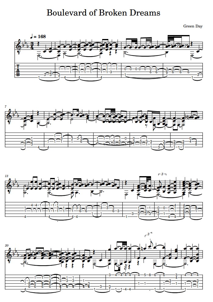 boulevarad of broken dreams tabs guitar