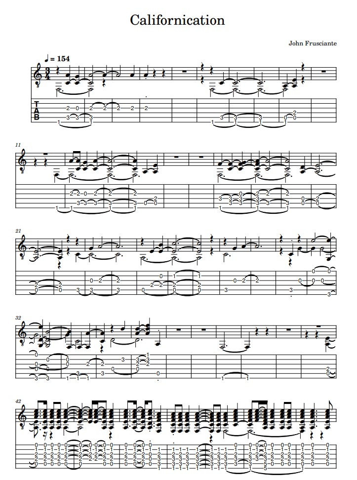 californication tabs guitar