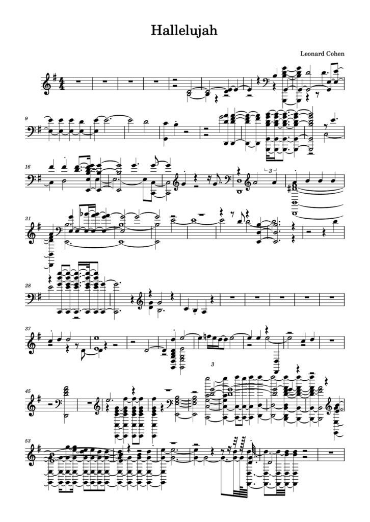 hallelujah spartito violino
