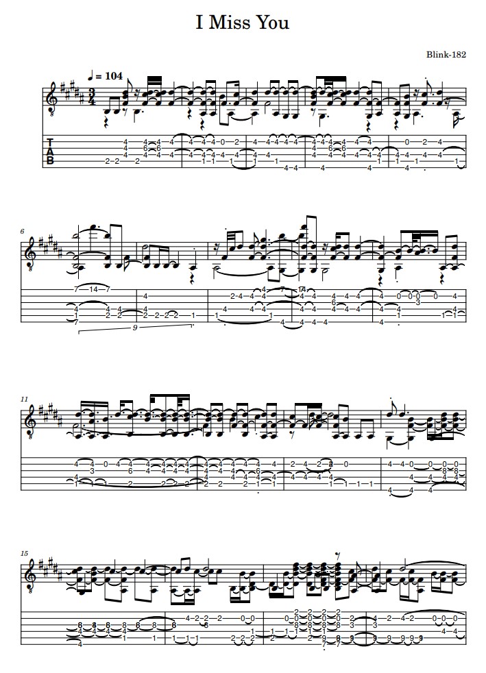 i miss you tabs guitar