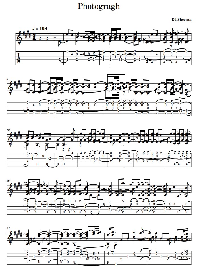 photograph tablatura chitarra