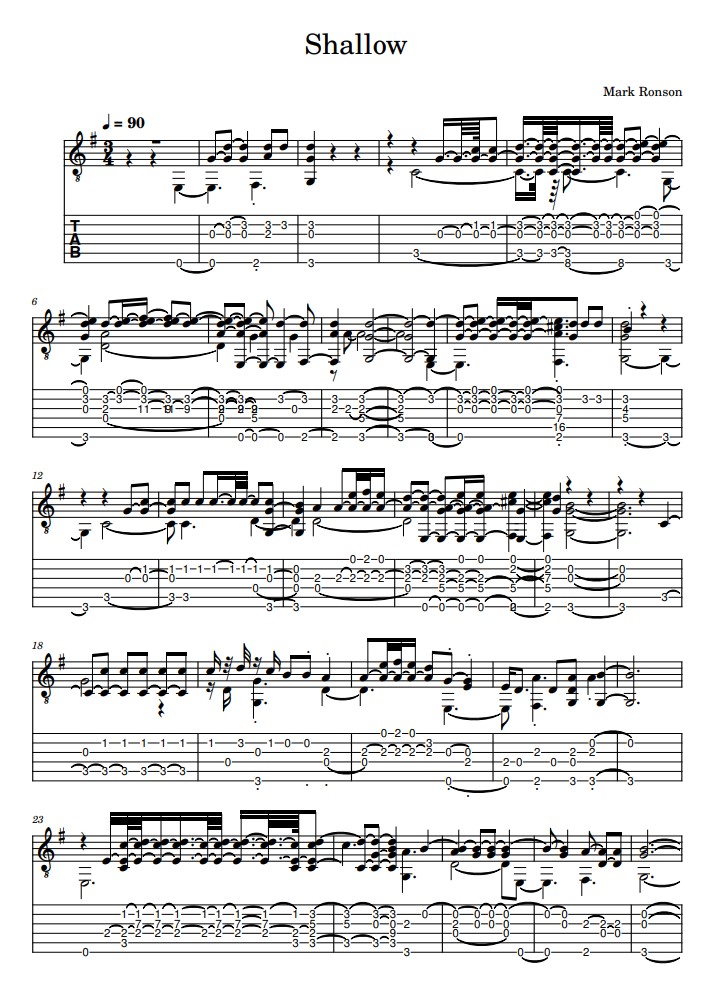 shallow tabs guitar