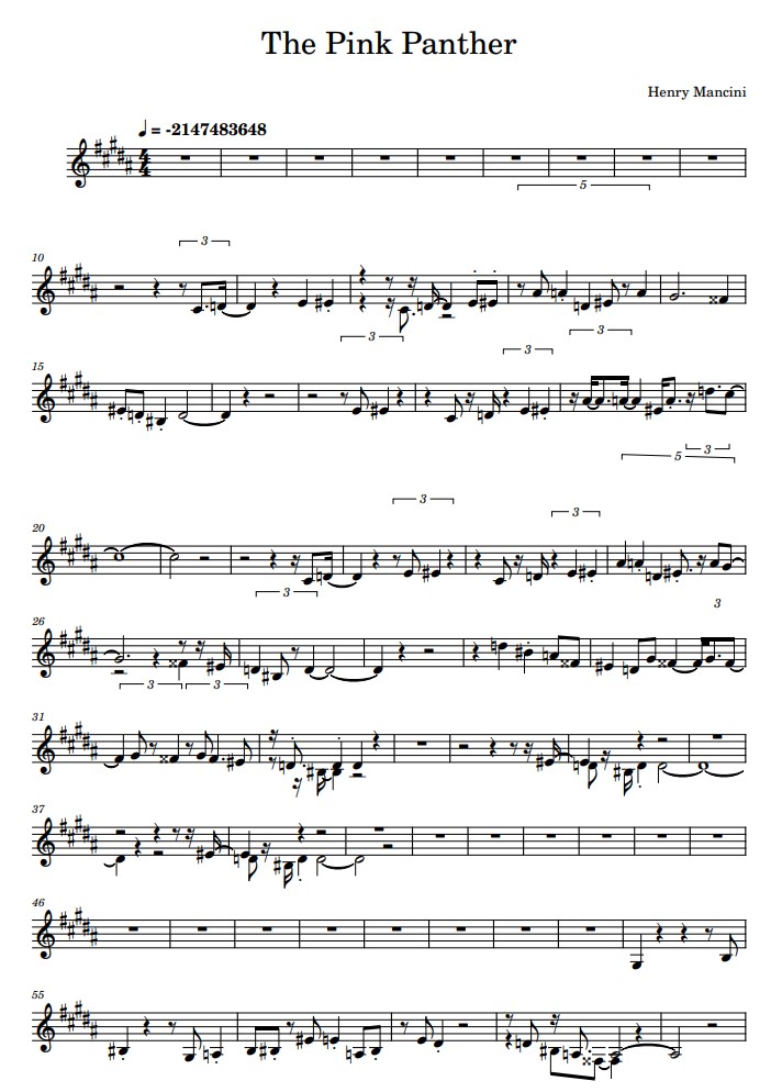 the pink panther partitura saxofone