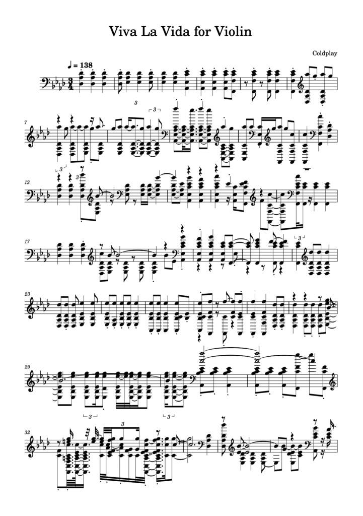 viva la vida spartito violino