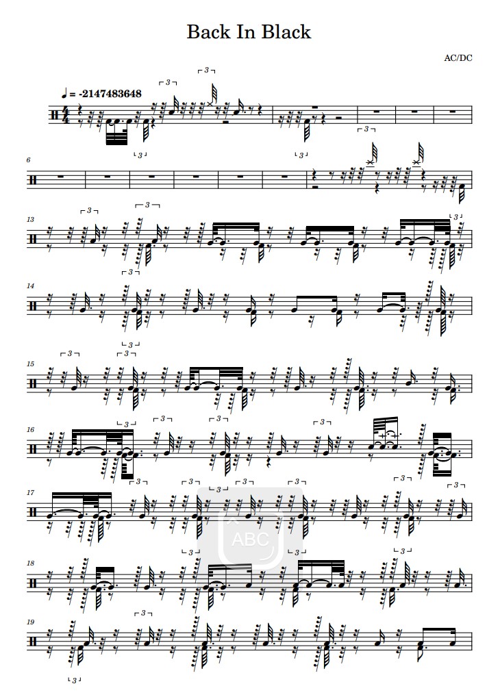 Back in black partitura bateria