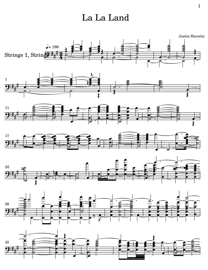 La La Land violin sheet music